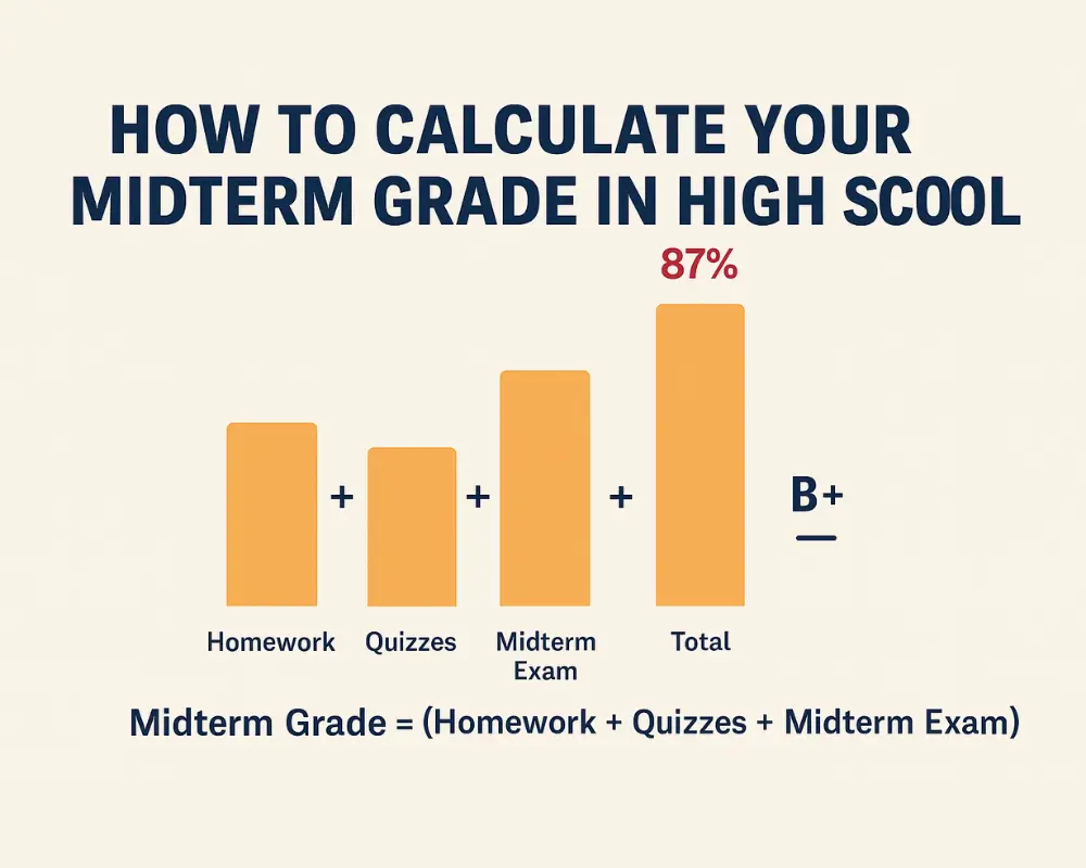 Infographic showing the grading scale for calculating the midterm grade