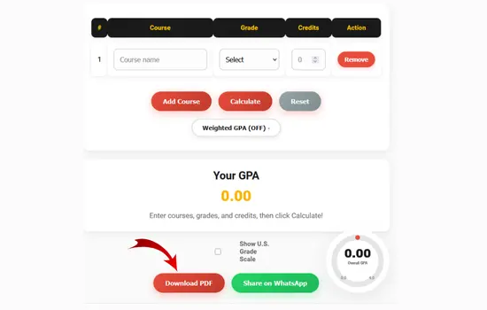 Save GPA result in PDF