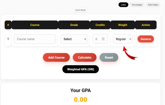 weighted GPA to calculate AP or Honor weights in GPA calculation