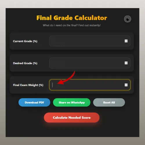 Enter final exam weight