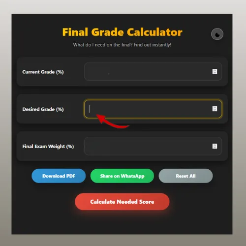 Enter your desired grade that you want to achieve